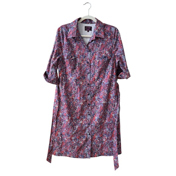 Lord & Taylor Liberty Art Floral Button Up Shirt Dress Size 12 Colorful Cotton - Picture 2 of 10
